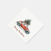Red Car Christmas Tree Gifts Vintage Holiday Servet (Hoek)