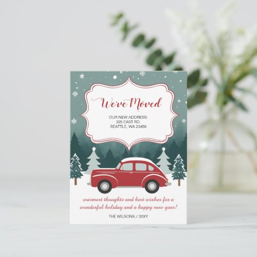 Red Car Christmas We hebben de aankondiging van de Briefkaart (Staand voorkant)