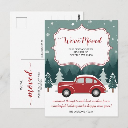 Red Car Christmas We hebben de aankondiging van de Briefkaart (Voorkant / Achterkant)