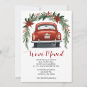 Red Car Christmas We've Moved Holiday Announcement (Voorkant)