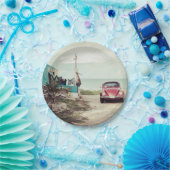 Red Car  Classic Beetle in België Papieren Bordje (Feest)