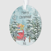 Red Car en Barn Woodland Scene Ornament (voorkant)
