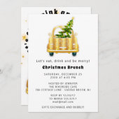 Red Car Kerstmis Brunch Dinner Tree Gold White Kaart (Voorkant / Achterkant)