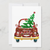 Red Car Kerstmis Brunch Dinner Tree Gold White Kaart (Achterkant)