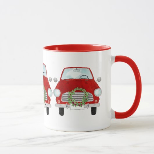 Red Car met Mok met kerstcadeau (Rechts)