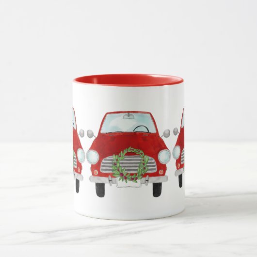 Red Car met Mok met kerstcadeau (Midden)