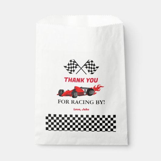 Red Car Race Baby shower Bedankzakje (Voorkant)