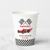 Red Car Race Baby shower Papieren Bekers (Achterkant)
