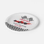 Red Car Race Baby shower Papieren Bordje (Gekanteld)