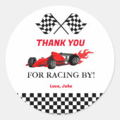 Red Car Race Baby shower Ronde Sticker (Voorkant)