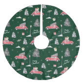Red Car Winter Pattern Merry kerst Green Kerstboom Rok (Voorkant)
