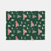 Red Car Winter Pattern Merry kerst Green Small Fleece Deken (Voorkant (Horizontaal))
