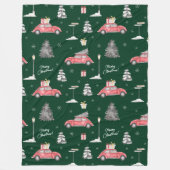 Red Car Winter Pattern Merry kerst Groot Fleece Deken (Voorkant)