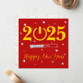 Red Card Happy new Year Notitiekaartje (Voorkant / Achterkant in situ)