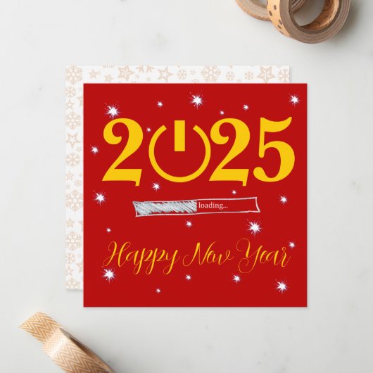 Red Card Happy new Year Notitiekaartje (Voorkant / Achterkant in situ)