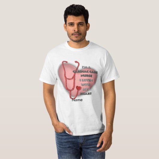 Red Cardiac Care Nurse aangepaste verpleegkundigen T-shirt (Voorkant volledig)