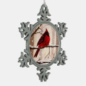 Red Cardianal kerstversiering Tin Sneeuwvlok Ornament (Links)