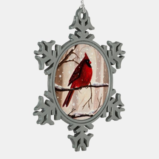 Red Cardianal kerstversiering Tin Sneeuwvlok Ornament (Links)