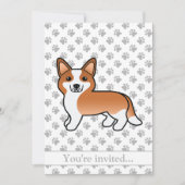 Red Cardigan Welsh Corgi Dog Birthday Party Kaart (Voorkant)