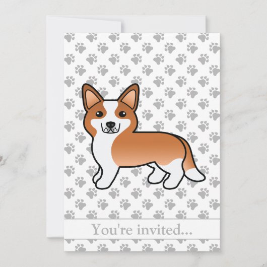 Red Cardigan Welsh Corgi Dog Birthday Party Kaart (Voorkant)