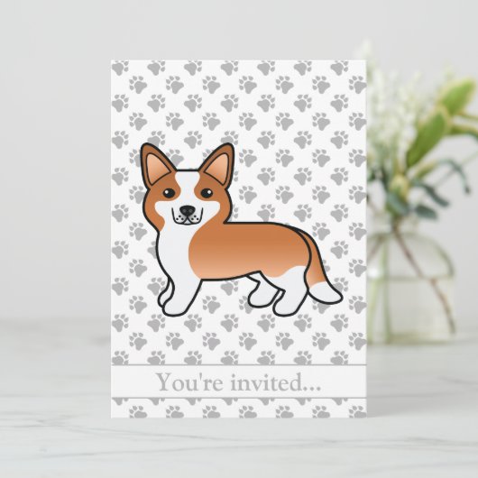 Red Cardigan Welsh Corgi Dog Birthday Party Kaart (Staand voorkant)