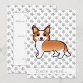 Red Cardigan Welsh Corgi Dog Birthday Party Kaart (Voorkant / Achterkant)
