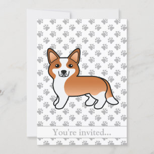 Red Cardigan Welsh Corgi Dog Birthday Party Kaart