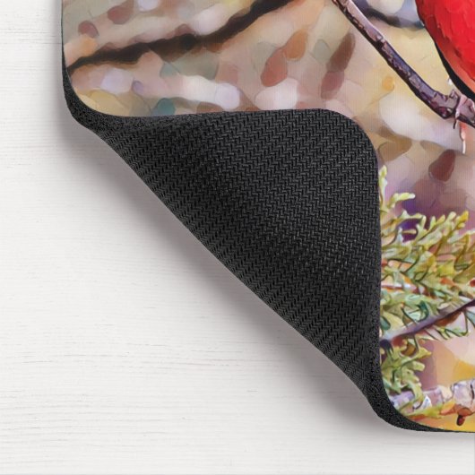 Red Cardinaal Bird Art Muismat (Hoek)