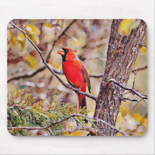 Red Cardinaal Bird Art Muismat