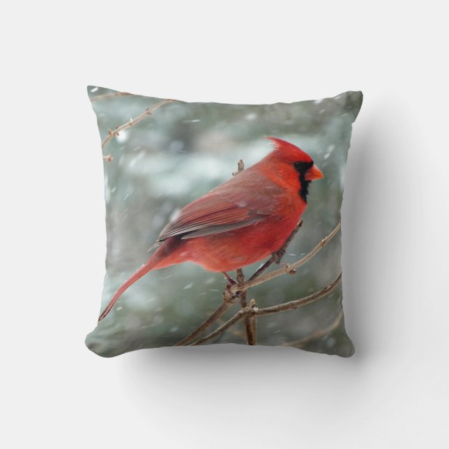 Red Cardinaal Bird Home Decor Accent Sierkussen (Voorkant)
