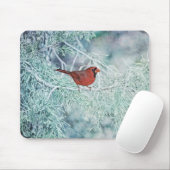Red Cardinaal Bird Winter Art Muismat (Met muis)