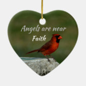 Red Cardinaal Ceramic Memorial Heart Ornament (Achterkant)