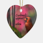 Red Cardinaal Ceramic Memorial Heart Ornament (Links)