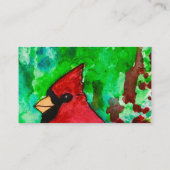 Red Cardinaal Green Forest Waterverf Visitekaartje (Achterkant)