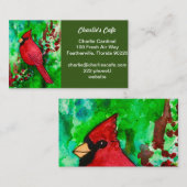 Red Cardinaal Green Forest Waterverf Visitekaartje (Voorkant / Achterkant)