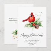 Red Cardinaal Holly Berry kerstgroet Feestdagenkaart (Voorkant / Achterkant)