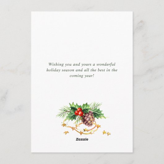 Red Cardinaal Holly Berry kerstgroet Feestdagenkaart (Achterkant)