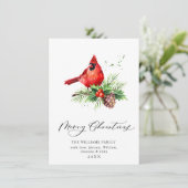 Red Cardinaal Holly Berry kerstgroet Feestdagenkaart (Staand voorkant)