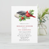 Red Cardinaal Holly Berry Kerstkerkerkerdag DINNER Kaart (Staand voorkant)