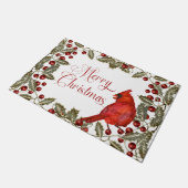 Red Cardinaal Holly en Red Berries Vrolijk Kerstfe Deurmat (Schuin)
