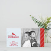 Red Cardinaal Photo Holiday Card Feestdagenkaart (Staand voorkant)