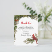 Red Cardinal Bereavement Dank u Nota Bedankkaart (Staand voorkant)