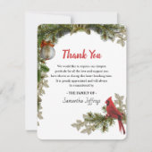 Red Cardinal Bereavement Dank u Nota Bedankkaart (Voorkant)