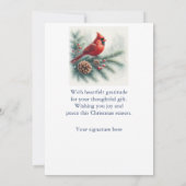 Red Cardinal Bird and Pine  Bedankkaart (Achterkant)