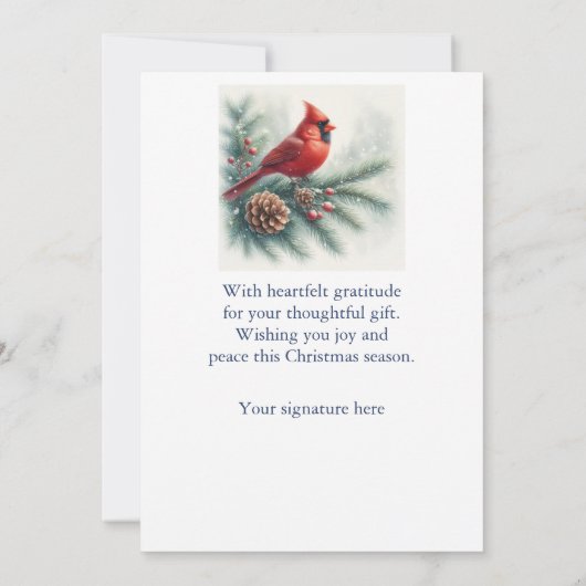 Red Cardinal Bird and Pine  Bedankkaart (Achterkant)