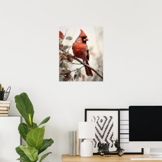 Red Cardinal Bird Art Print Poster (Thuiskantoor)