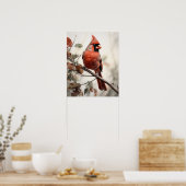 Red Cardinal Bird Art Print Poster (Keuken)