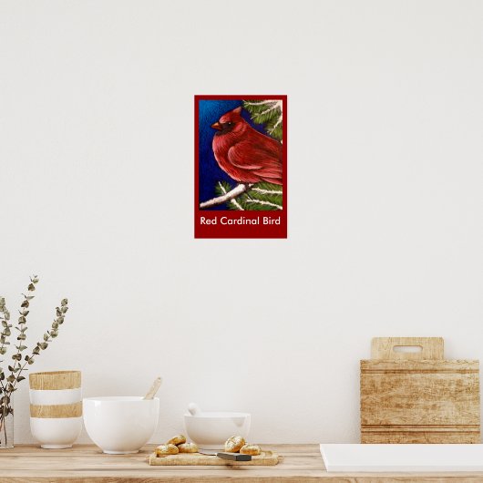 RED CARDINAL BIRD Poster (Keuken)