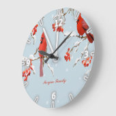 Red Cardinal Bird Tree Snow Christmas Grote Klok (Hoek)