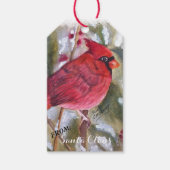 RED CARDINAL BIRD UIT SANTA CLAUS GIFT-LABELS CADEAULABEL (Voorkant)